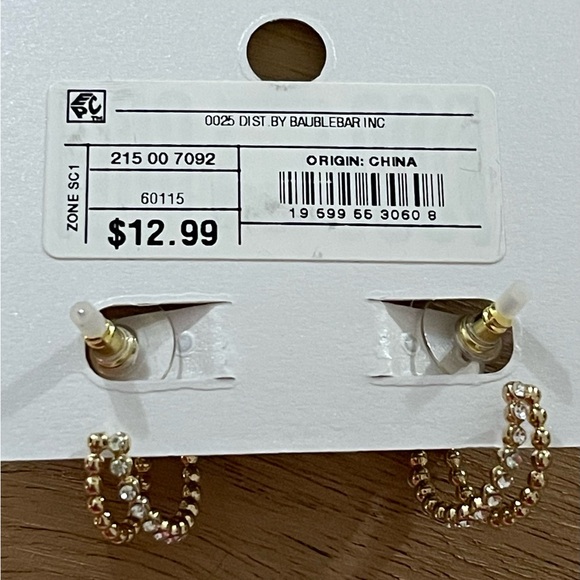 Sugarfix By Baublebar 4 Pair NEW Gold Tone Earrings Pearls Rhinestones Hoops - Picture 7 of 13